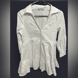 Zara White Ruffled Dress